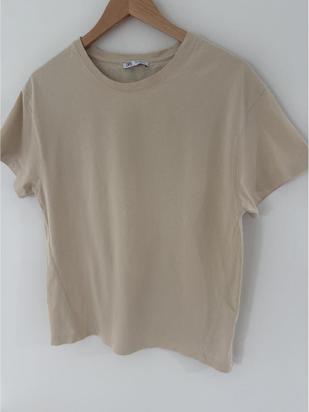 Zara Women's Tan T-Shirt Size Large